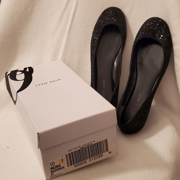 Nine West Black Sparkling Ballet Flats (New in box) - Picture 1 of 4
